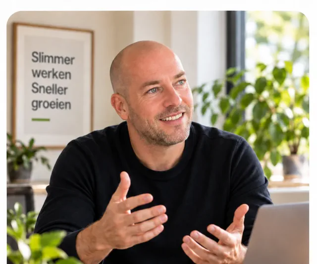 Bas in gesprek aan tafel op kantoor