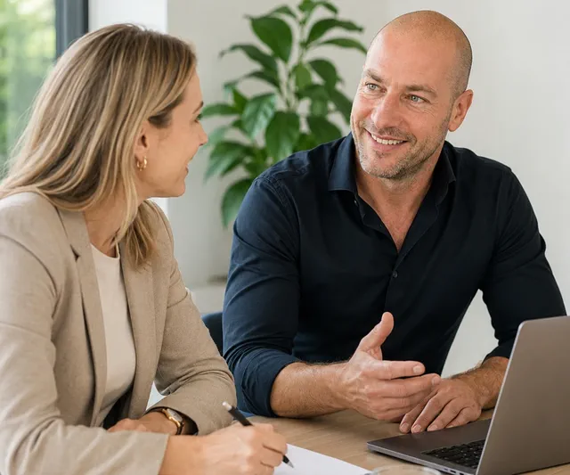 Een gesprek aan tafel over een webshop