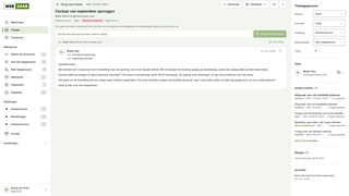 Een klantgesprek met de status en de toegewezen collega.