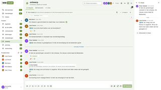 Een kanaal met een gesprek en de reacties op een bericht.