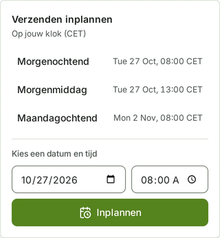 Het keuzemenu om een e-mail later te versturen.